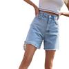 Trendy European & American Women's High-Waist Denim Shorts - Loose, Slimming Fit