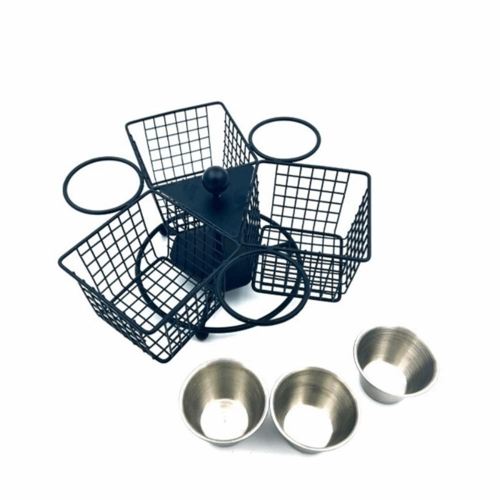 Sturdy Food Display Rack with Dipping Cup Deep Fry Food Strainer Durable Snack Basket  Onion Rings
