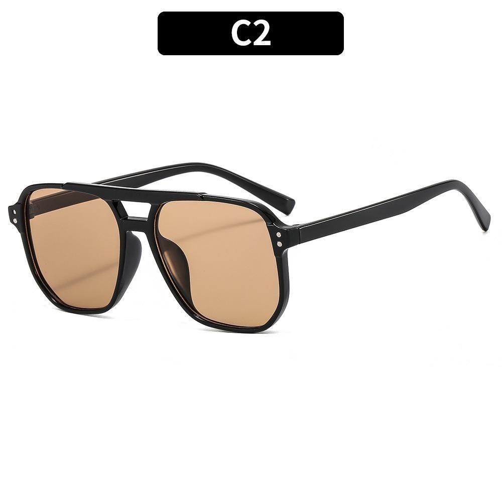 New cross-border double-beam pilot sunglasses, the same men s driving sunglasses in Europe and America, high-end trendy women s sunglasses