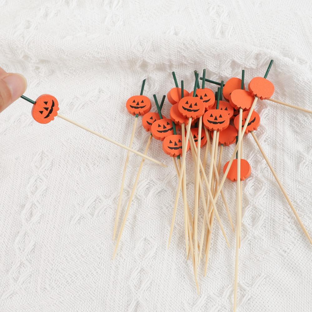 100pcs Smooth Surface Skull Bamboo Stick Natural Material Cocktail Sticks Toothpick  Thanksgiving