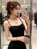 Women's Sexy Green Spaghetti Strap Dress - Spring/Summer Travel Style Slimming Short Skirt