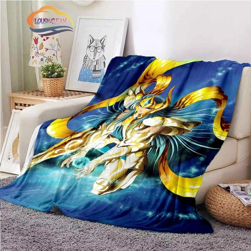 Classics Animated Character Seiya Patterned Wool Blanket Cartoon Saint Seiya Series Children Shawl and Sofa Super Soft