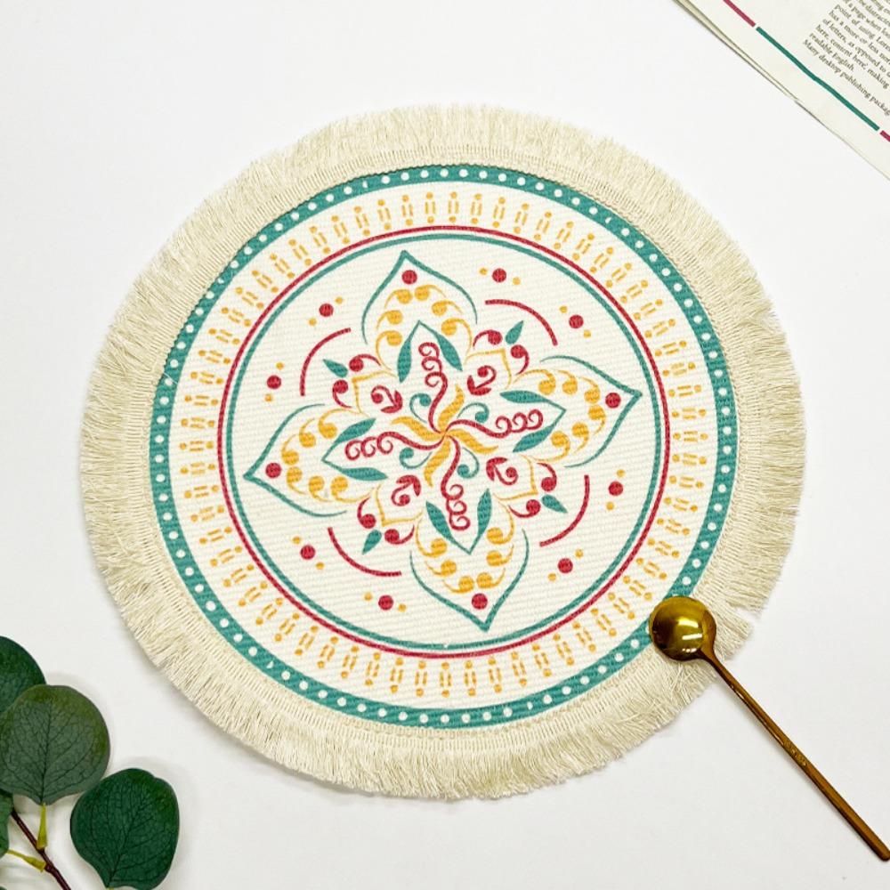 Romantic Bohemian Placemats Round Coaster Cotton Pad Heat Insulation Mat  Wedding Table Decor