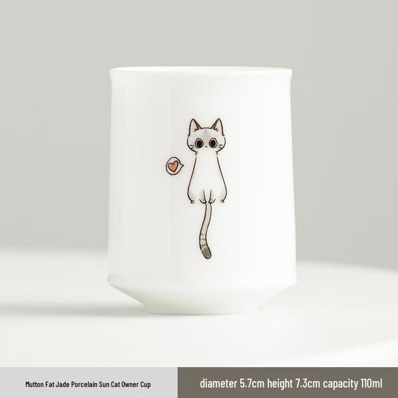 

Sunbathing Cat White Porcelain Master Tea Cup