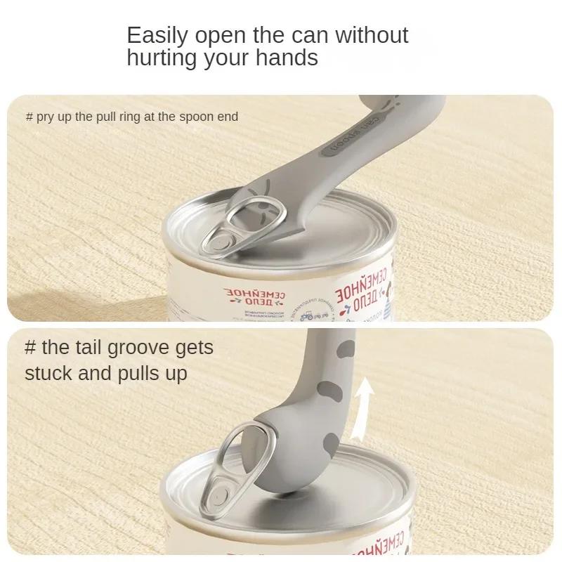 Pet Spoon Multifunctional Can Opener Wet Food Mixing Spoon Silicone Cat Can Sealing Cover Food Storage Dog Accessory
