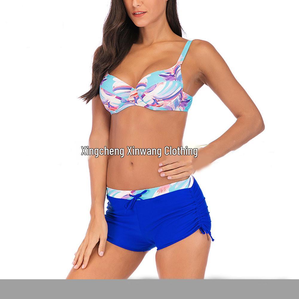 

Женское европейское и американское бикини с открытой спиной: Брюки с прямыми штанинами, Фиксированная версия, Купальник с принтом XXL белый