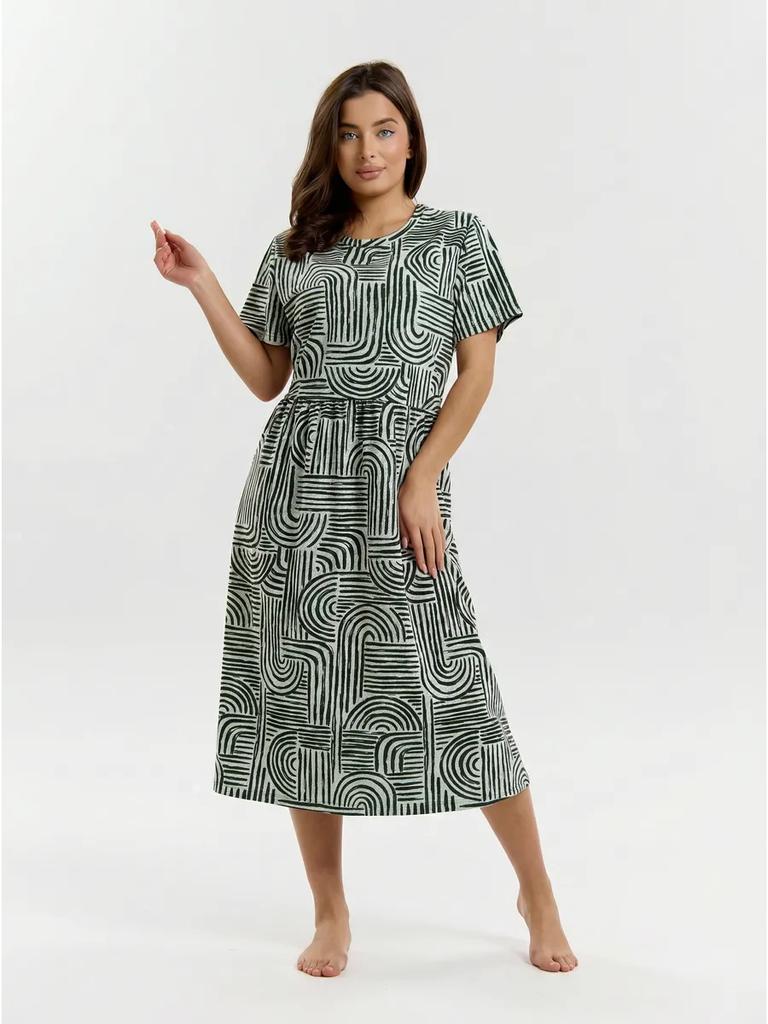 Plus size cotton house dress with pockets