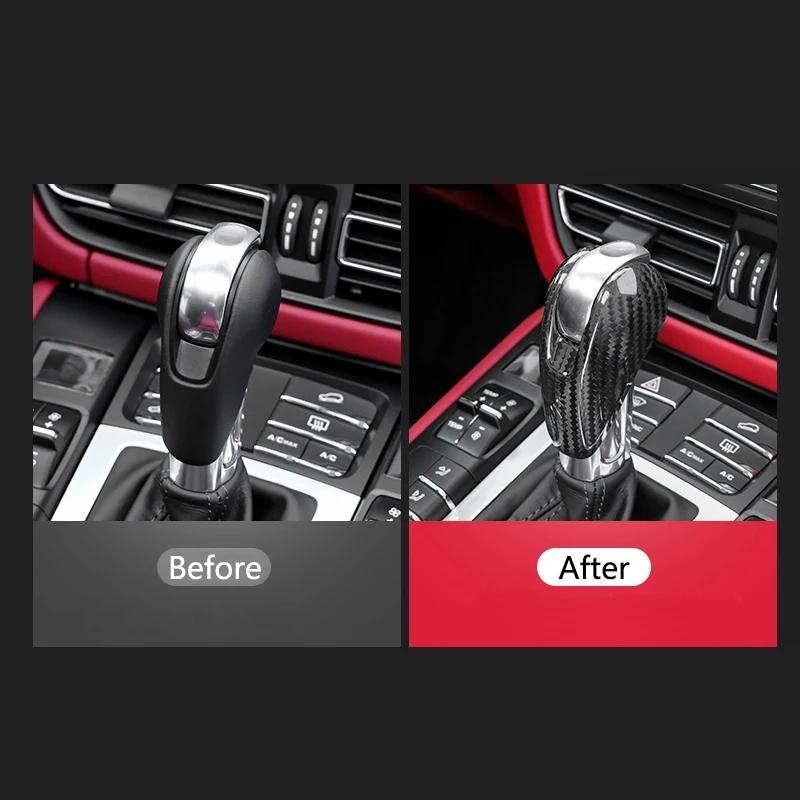 Carbon Fiber Accessories For Porsche Macan 911 Cayman Boxster 718 Panamera Cayenne Car Console Gearshift Handle Head Frame Cover
