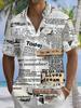 Men'S Short-Sleeve Shirt with a Summer Beach Newspaper Print Pattern, Perfect for a Man'S Dream Setting