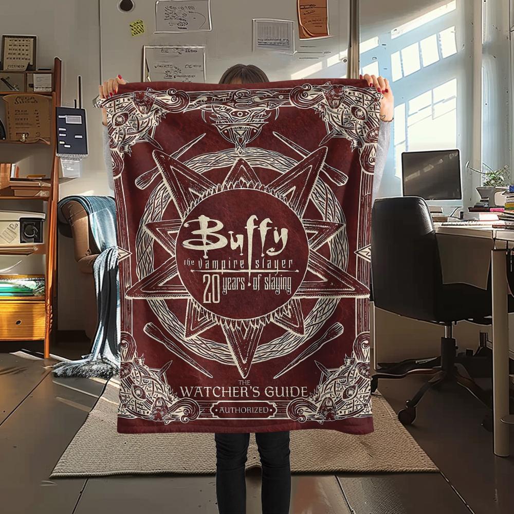 1PC Buffy the Vampire Slayer Print Flannel Blanket, High quality All Seasons, Home Decor, Warmth and Comfort, Perfect for Christmas Gifts
