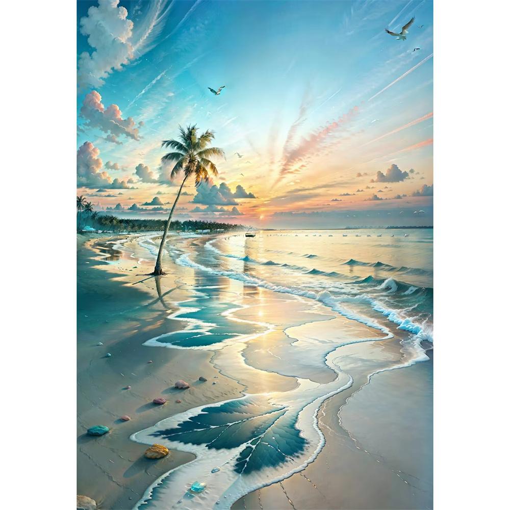 5D DIY Diamond Painting Sea Scenery Architecture Diamond Embroidery Painting Full Round Diamond Mosaic DIY Home Decor Gifts
