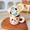 Cute Cartoon Puppy Couple Ceramic Cup Mug Water Cup Girls Boys Gift Souvenir with Cover Spoon
