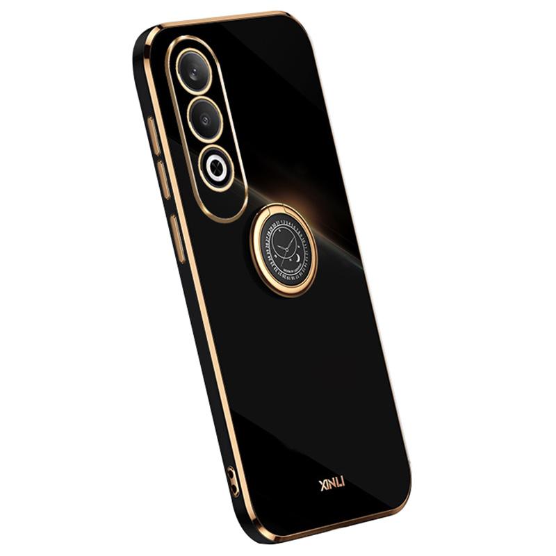 

For Oppo K12 Case TPU Phone Cover Rotatable Ring Holder Black