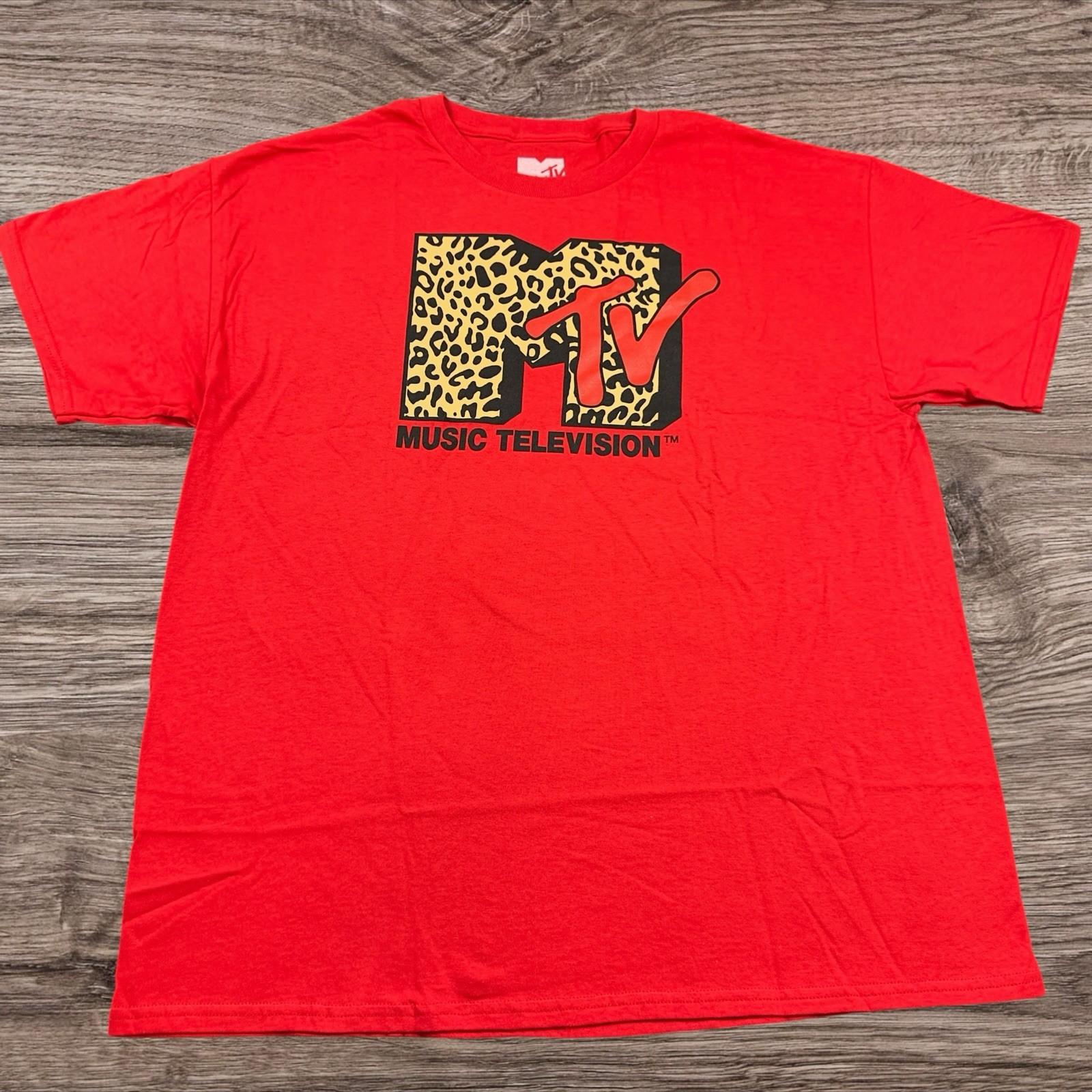 MTV Music Television / Cheetah Print Logo Graphic Adult Size Medium Unisex T-Shirt XXXL