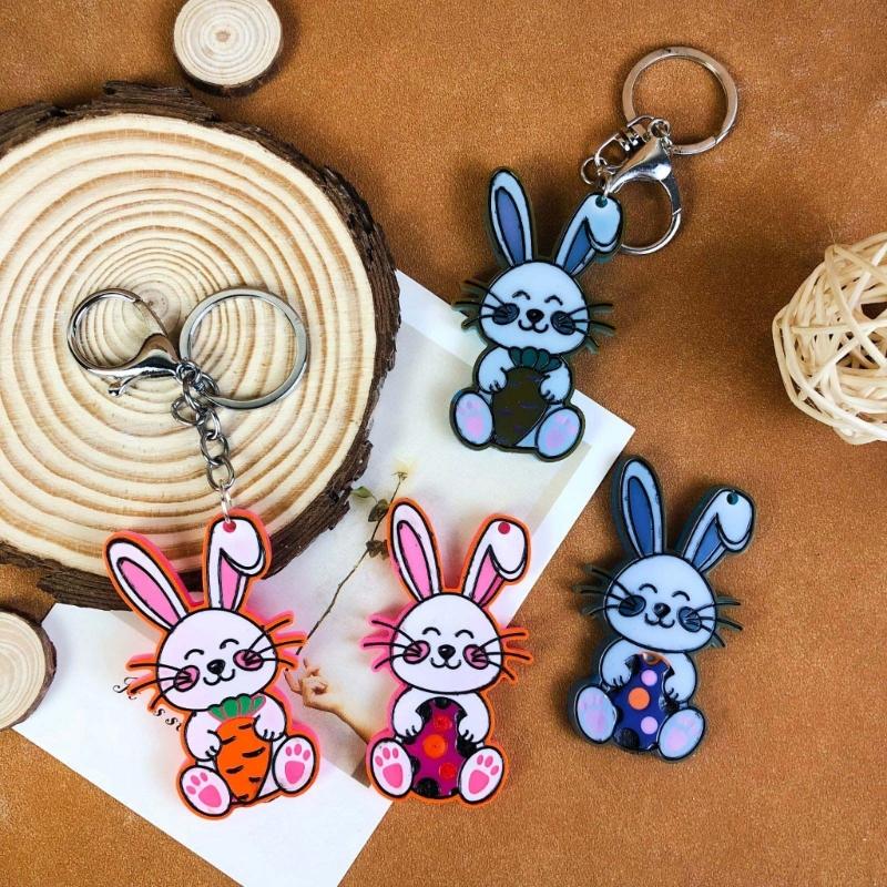 Niedlicher Osterhase Schlüsselanhänger Silikonform Individualisierter Hasen Schlüsselanhänger Resinform Großartig für DIY-Projekte zum Osterthema