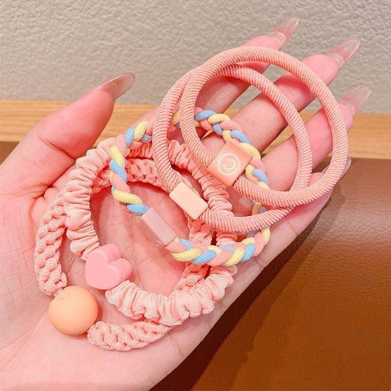 Children's Hair Band Simple Color Rubber Band High Value Girl Ball Head Ponytail Head Rope Little Girl Hair Rope