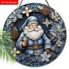 Wooden Christmas Sign with Blue Santa Claus Pattern - Navidad Round Sign for Yard Door Wall Hanging Decor - Ideal Christmas Decoration