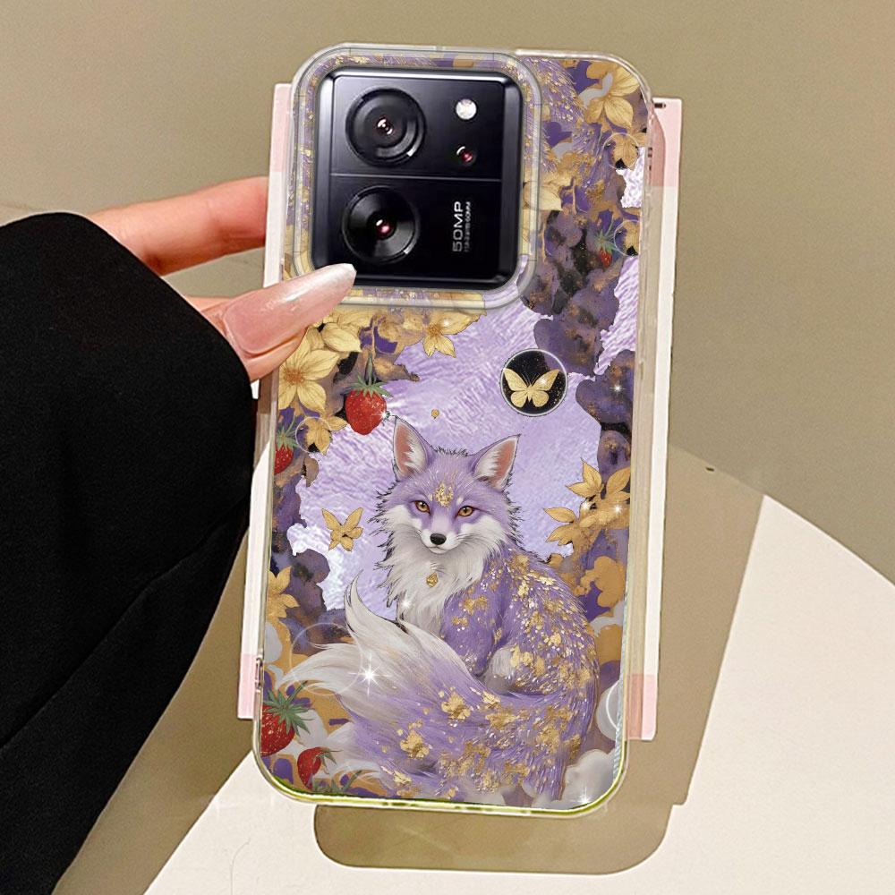 

Черный Кот Лиса Вихревая Текстура Женский Чехол для Телефона для Xiaomi 13T 14T 11 Lite Poco X5 M6 Pro X6 X3 Pro NFC C75 C71 C65 C61 M5S Чехол Xiaomi 11 Lite NE белый