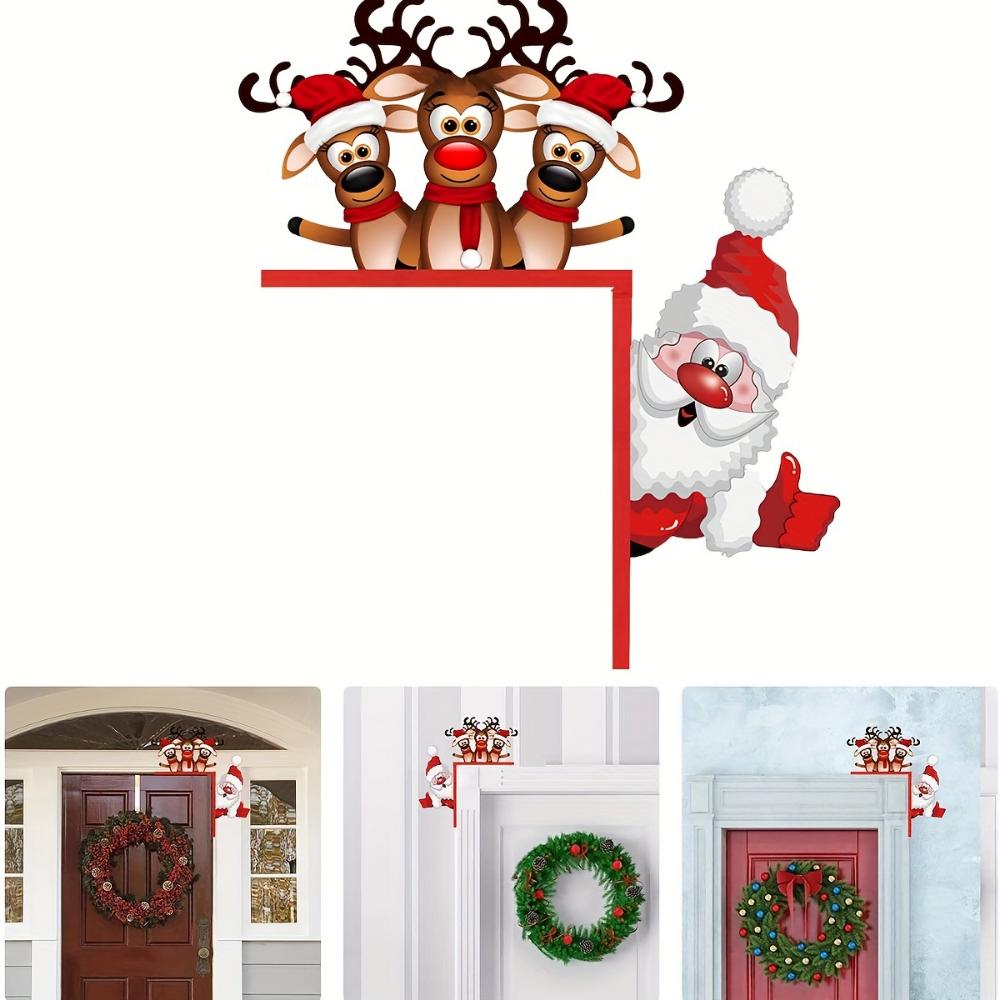1pc Santa and Reindeer Christmas Door Corner Sign Sculpture for Living Room, Bedroom Office and Outdoor Indoor Decoration