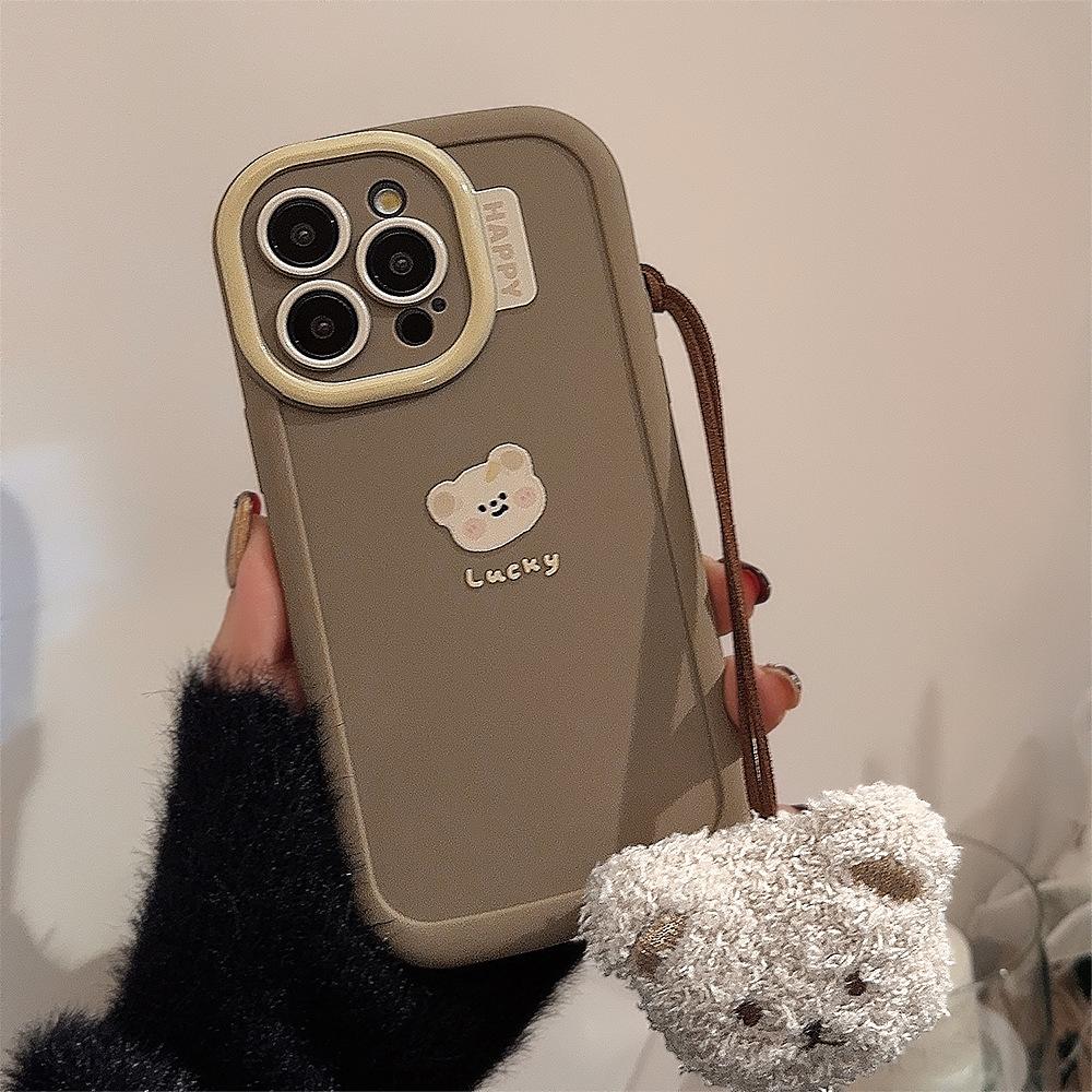 

Подходит для Apple 16 Чехол для мобильного телефона Iphone14 Милый плюшевый мишка Шнурок 15 Подходит для 13promax Простой 12 14pro