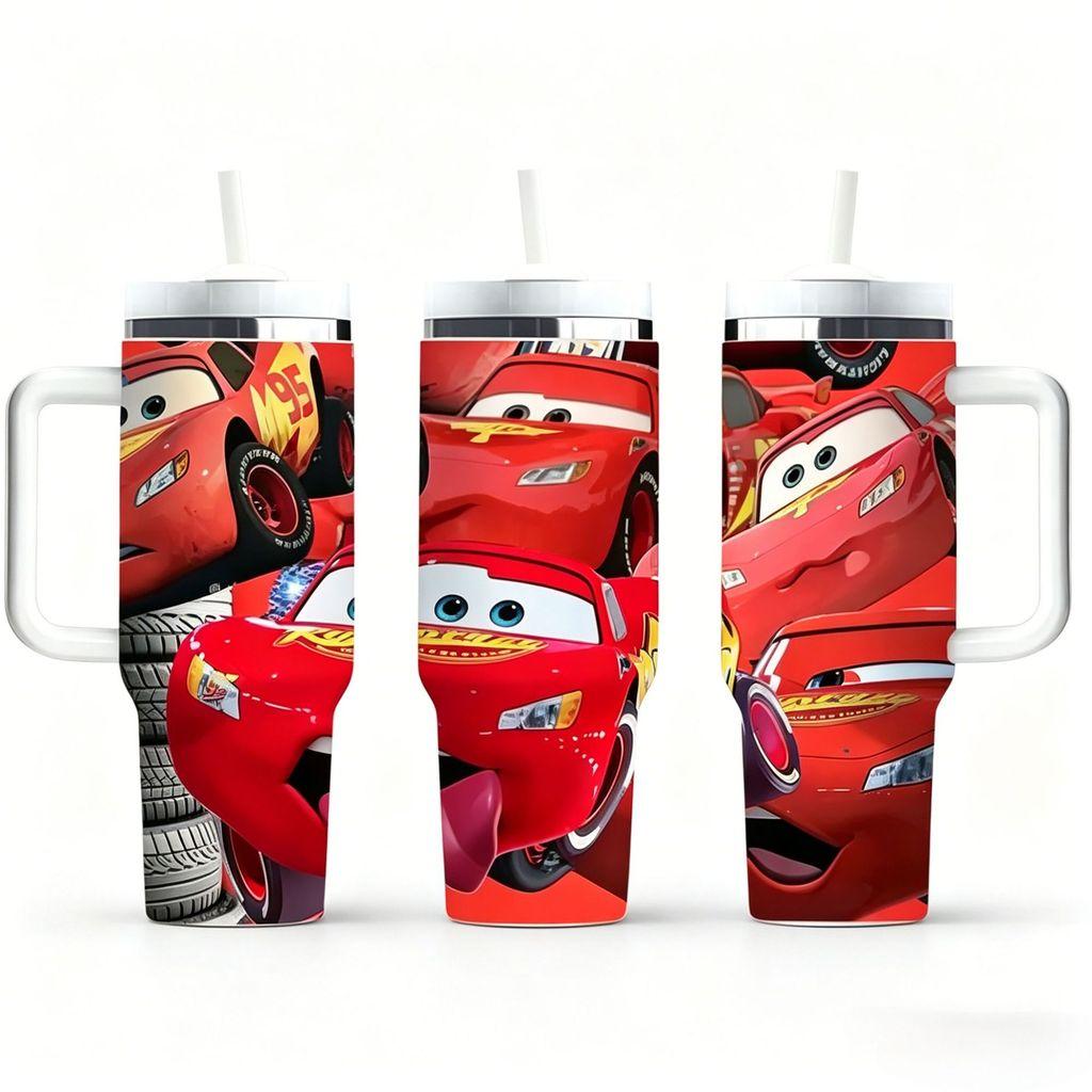 Cartoon Pattern 5d 40oz Car Travel Insulated Mug With Handle For Outdoor Activities