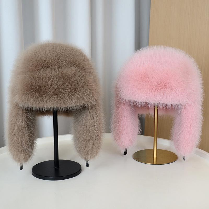 Custom Faux Fur Lei Feng Winter Hat with Earflaps - Thick, Warm, Outdoor Adult Hat with Color Options.
