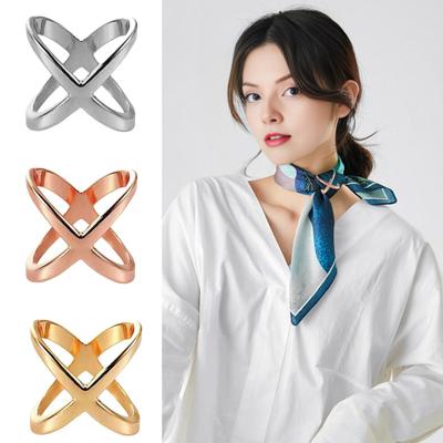 Clip per Sciarpa Anello per Sciarpa a Forma di X Fibbia per Donna Signora Ragazze Sciarpa di Seta