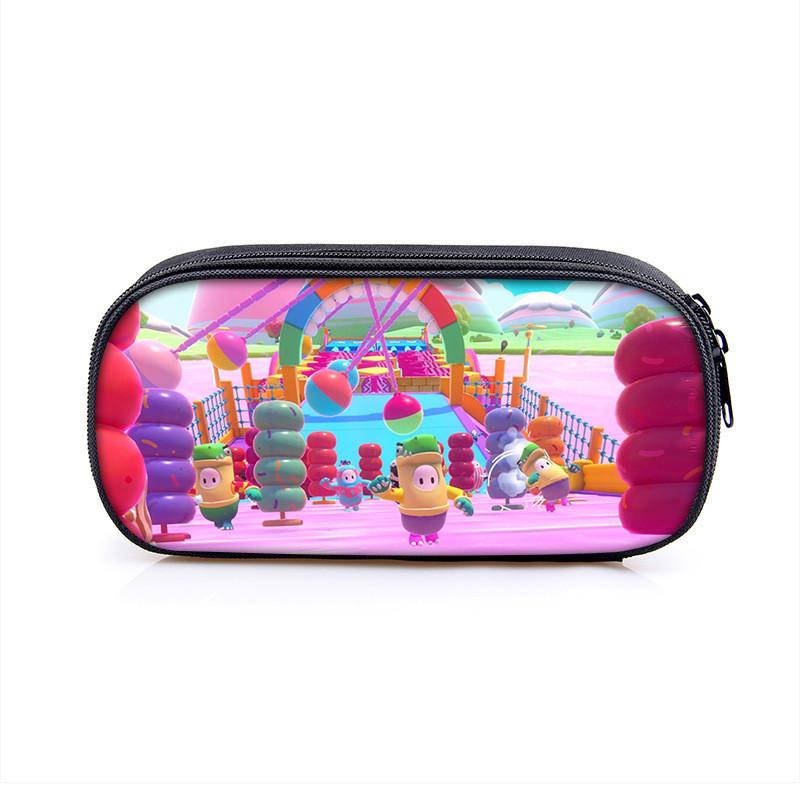 Fall Guys Cartoon Pencil Case For Students With Nylon Material Storage Organizer