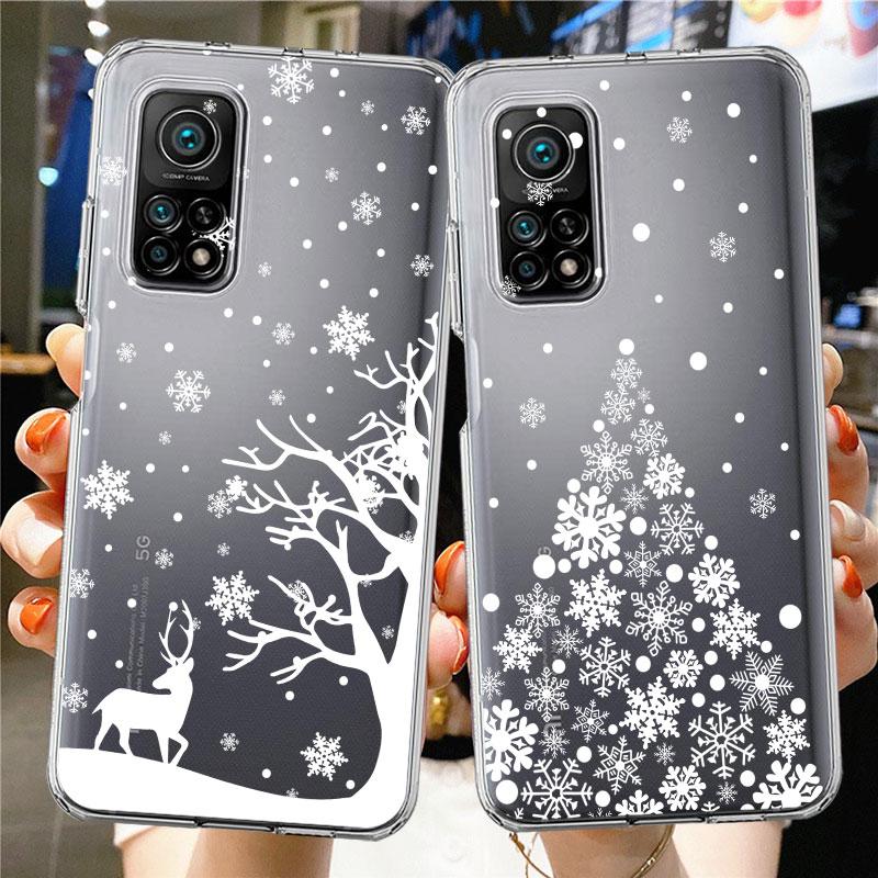 Clear Case For Xiaomi Mi Poco X3 NFC M3 Pro F3 F1 11 Lite 12 Redmi Note 10 9S 8 7 9 Soft Phone Cover Merry Christmas