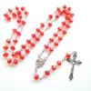 Religion Christian Rosary Necklaces Rose Flower Beaded Necklaces Religious Gift