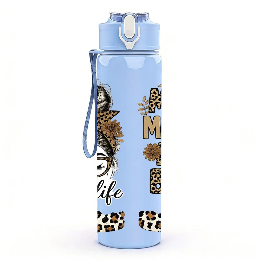 1PC Woman Glasses Funny Quote Print 750ml Color Plastic Sports Water Bottle Leakproof Flip Straw Lid Suitable for Sports Office Home Use