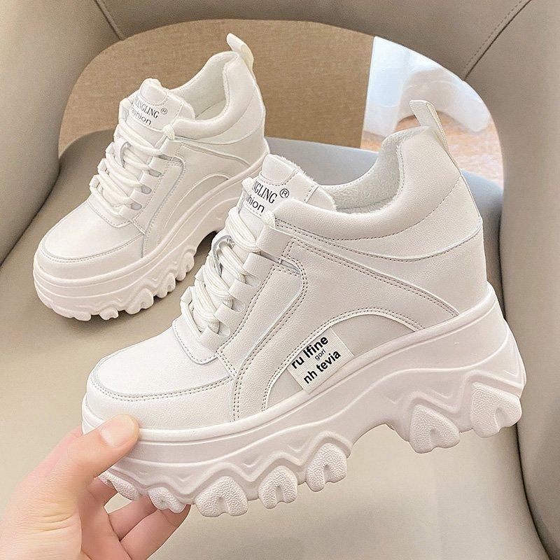Fashion 2025 Top Quality Leather Platform Shoes Woman Casual Sneakers Women Causal Shoes Round Toe Brand Luxury Dad Shoes