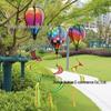 Rainbow Hot Air Balloon Wind Spinner: Rotating Seven-Color Garden Pinwheel with Sequins for Outdoor Decoration