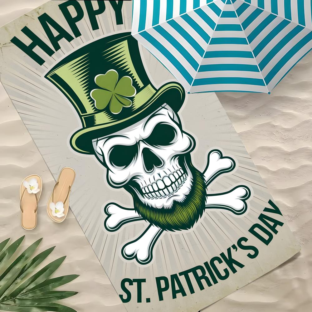 Art Patrick's Day Towel Polyester Beach Towel Quick Dry Sand Free Bath Towel for Summer Pool Travel Vacation
