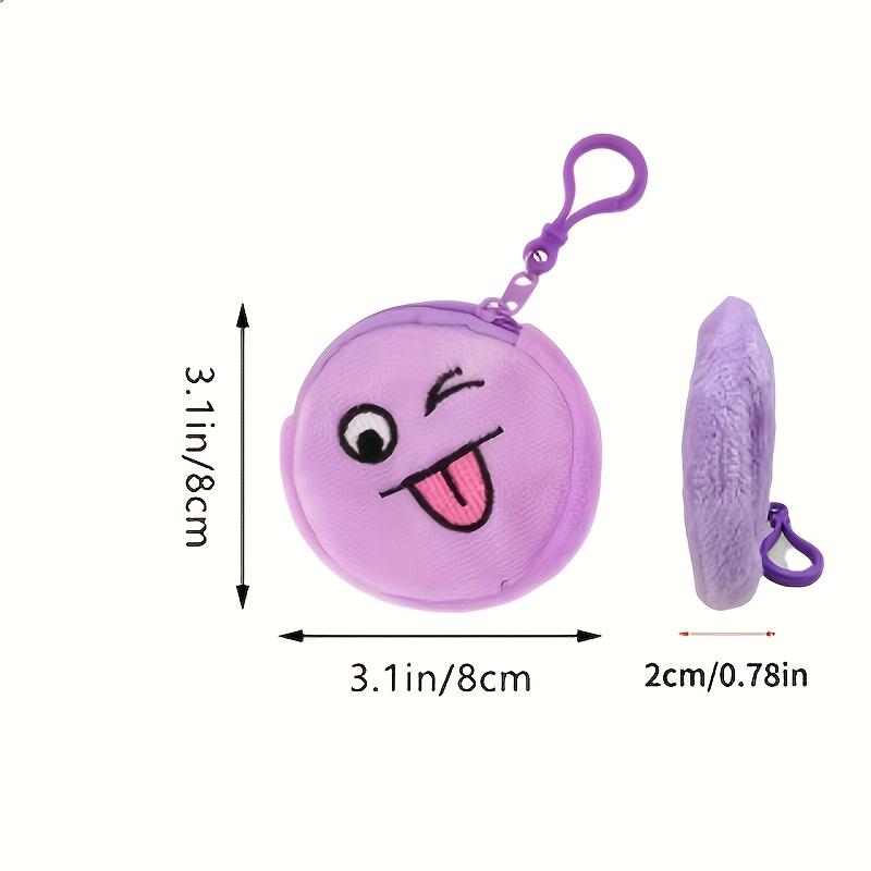 10pcs Cartoon Plush Coin Purses with Various Expressions, Ladies' Wallets, Colorful and Adorable Zippered Keychain Purse