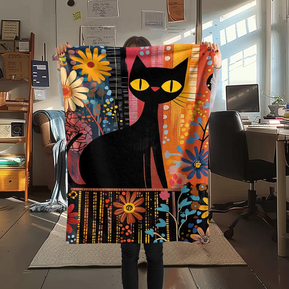 Cats and Leopards Print Flannel Blanket,High Quality Comfortable for All Seasons,Home Decor,Warmth and Comfort,Perfect for Christmas Gifts