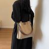 Large capacity bucket bag women's new retro fashion broadband messenger bag popular shoulder portable tote bag