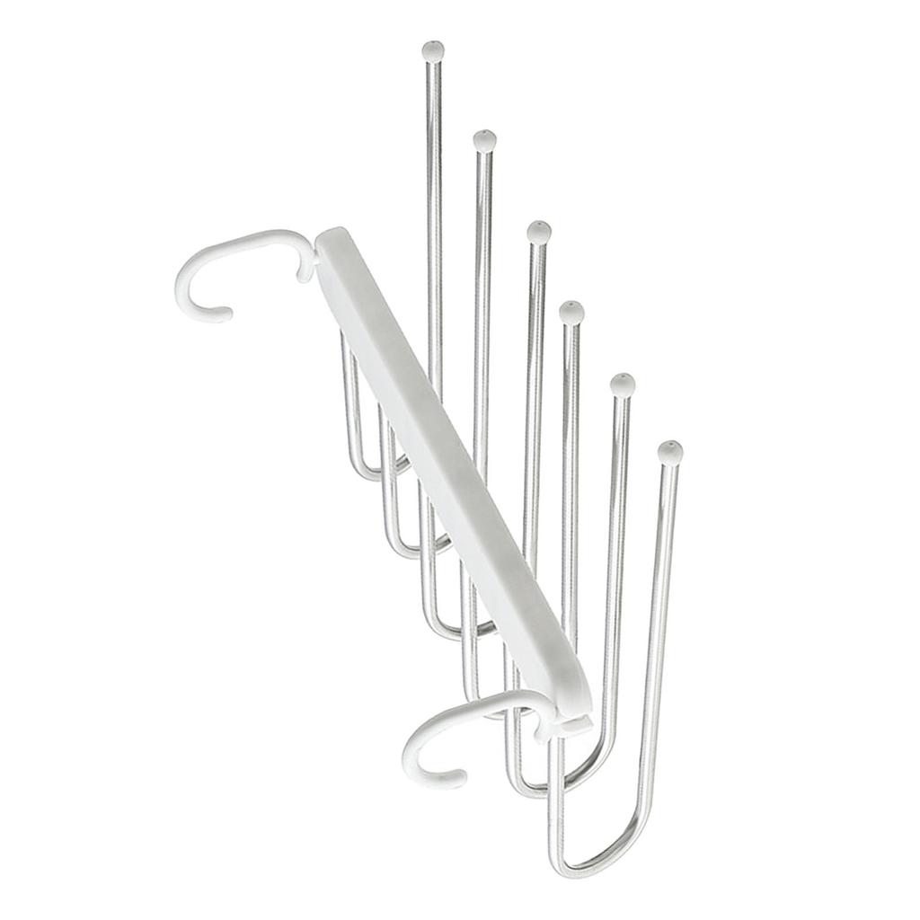 Folding Pants Rack 6 Layered Multifunctional Collapsible Stainless Steel Trouser Hangers Towel Closet Organizer White
