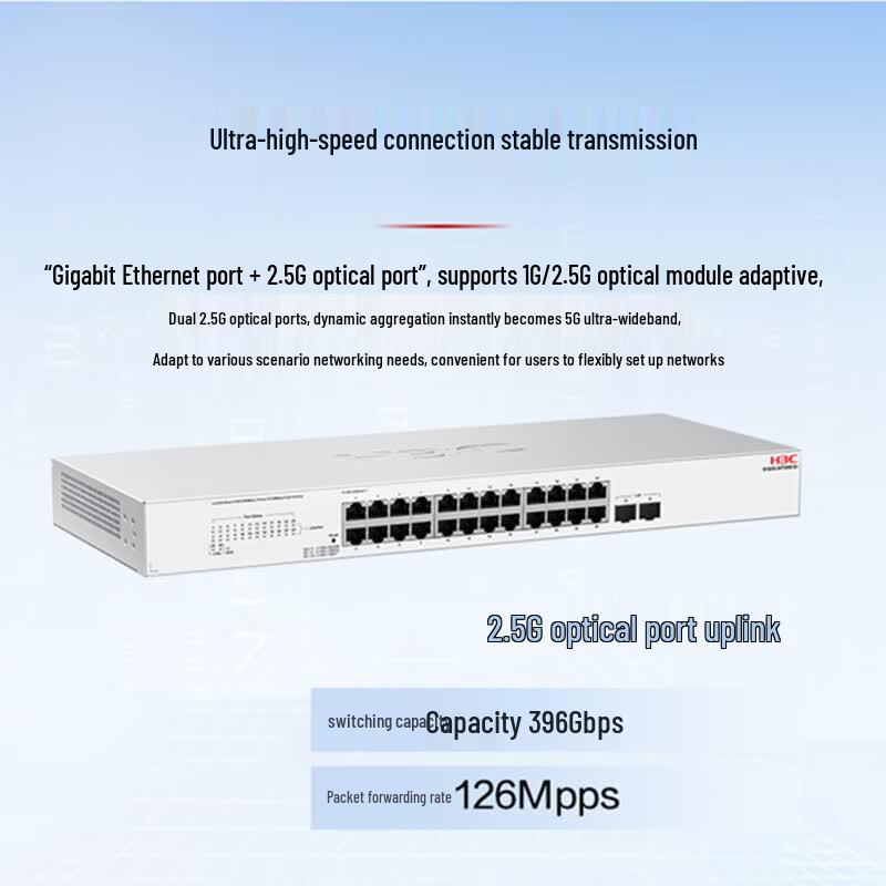 H3C S1650-24P2NS-EI 24-Port Gigabit PoE Cloud Managed Layer 2 Switch