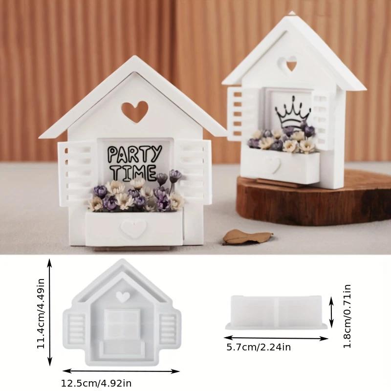 

Love House Ornaments Silicone Mold DIY Handmade House Shape Dried Flower Plug-In Plaster Concrete Resin Craft Casting Mold Decor