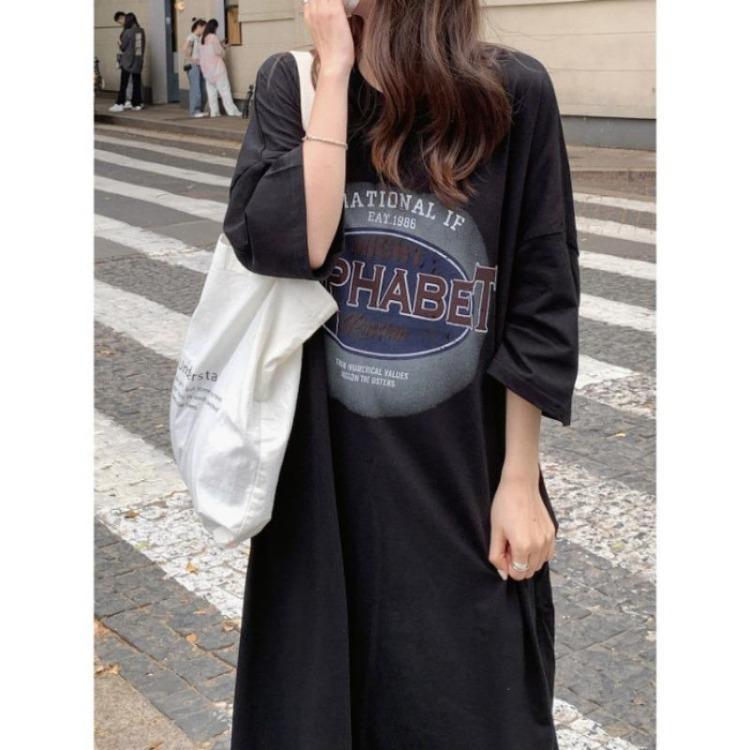 Women Casual Short Sleeve T Shirt Dress Summer Fashion Lazy Over The Knee Plus Size Long Dress