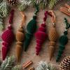Creative Flocked Cone Shape Christmas Tree Ornaments – Unique Festival Decorations