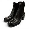 Excellent PRADA Short Boots Triangle Logo Brushed Leather Side Gore 38 1T227N Used