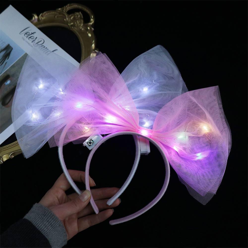 Hair Hoop LED Bow Headband New Year Decoration Glowing Hair Band Cosplay Costume Accessories   Girl