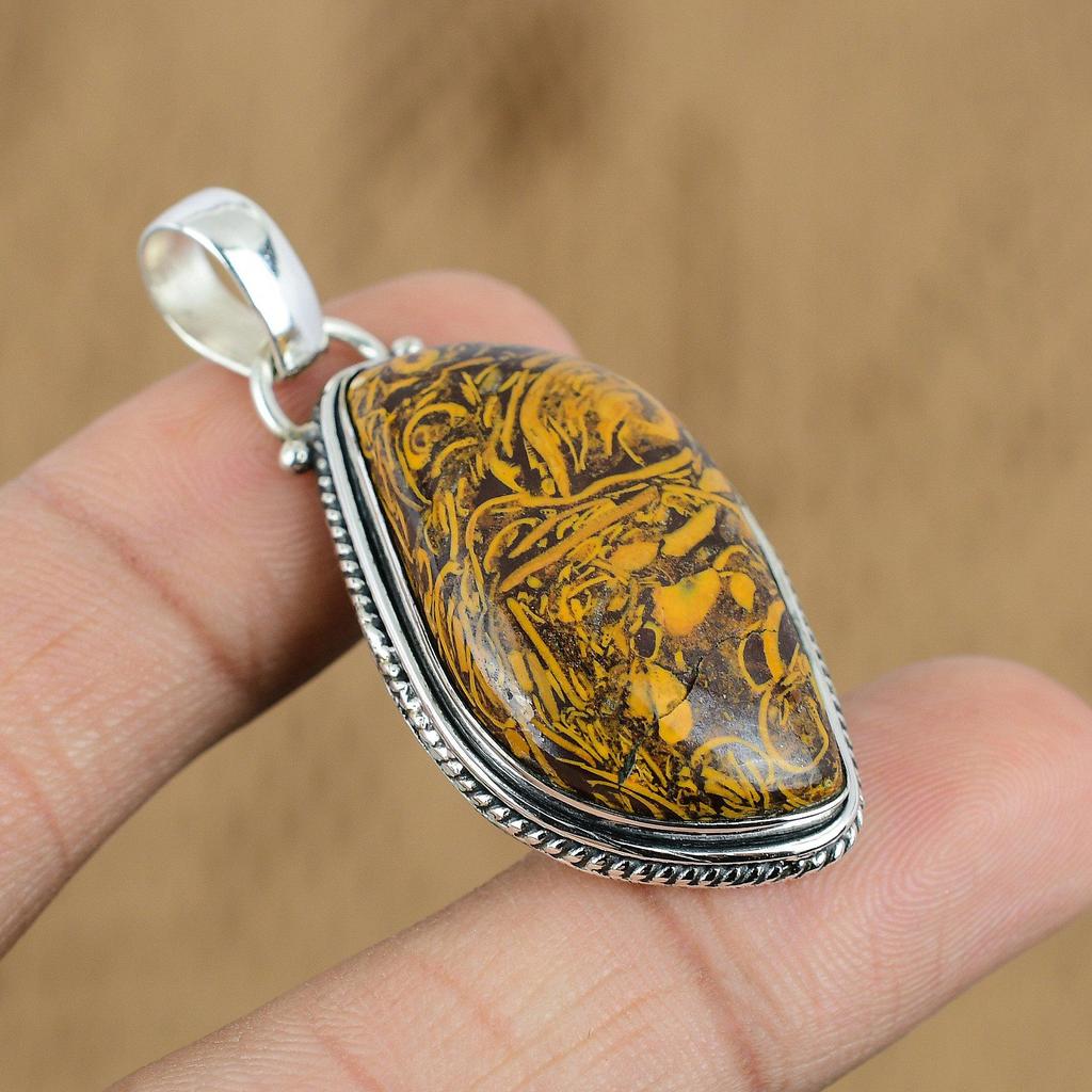 Gift For Her 925 Sterling Silver Natural Mariam Jasper Gemstone Jewelry Pendant