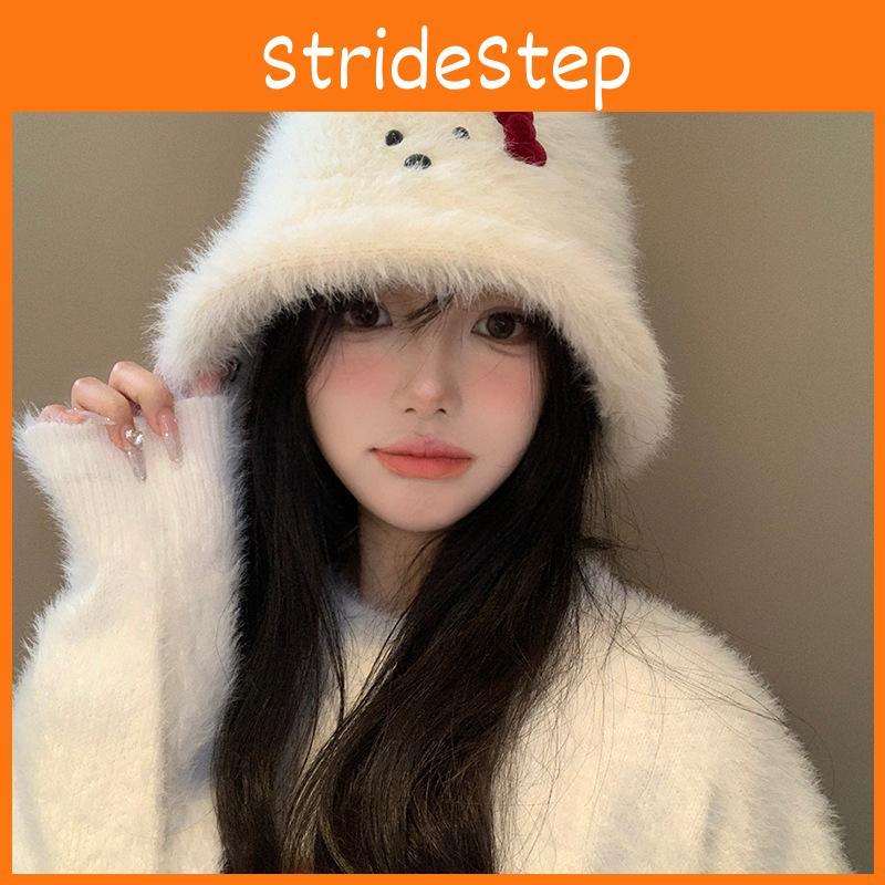 Plush White Stylish Fisherman Hat With Bow For Women Perfect For Winter Fall