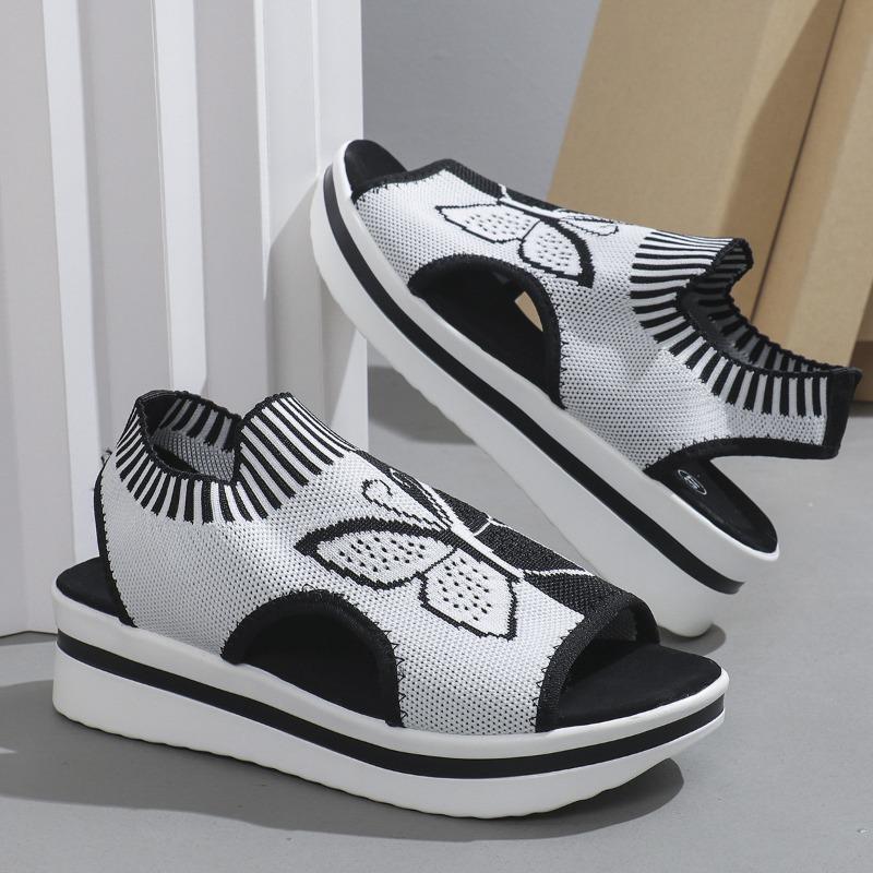 Cross-border Foreign Trade Large Size Summer New Leisure Flying Weaving Hollowed-out Fish Mouth Beach Women's Sports Sandals in Stock
