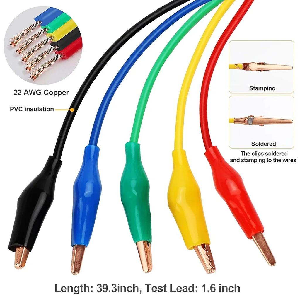 22PCS Back Probe Kit 4mm Banana Plug To Copper Alligator Clip Automotive Test Leads Set Wire Piercing Probes For Car Repair