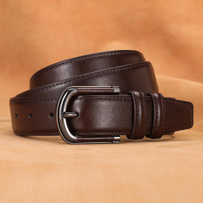 Leather Belt Men'S Alloy Pin Buckle Belt Cowhide Business Casual Belt