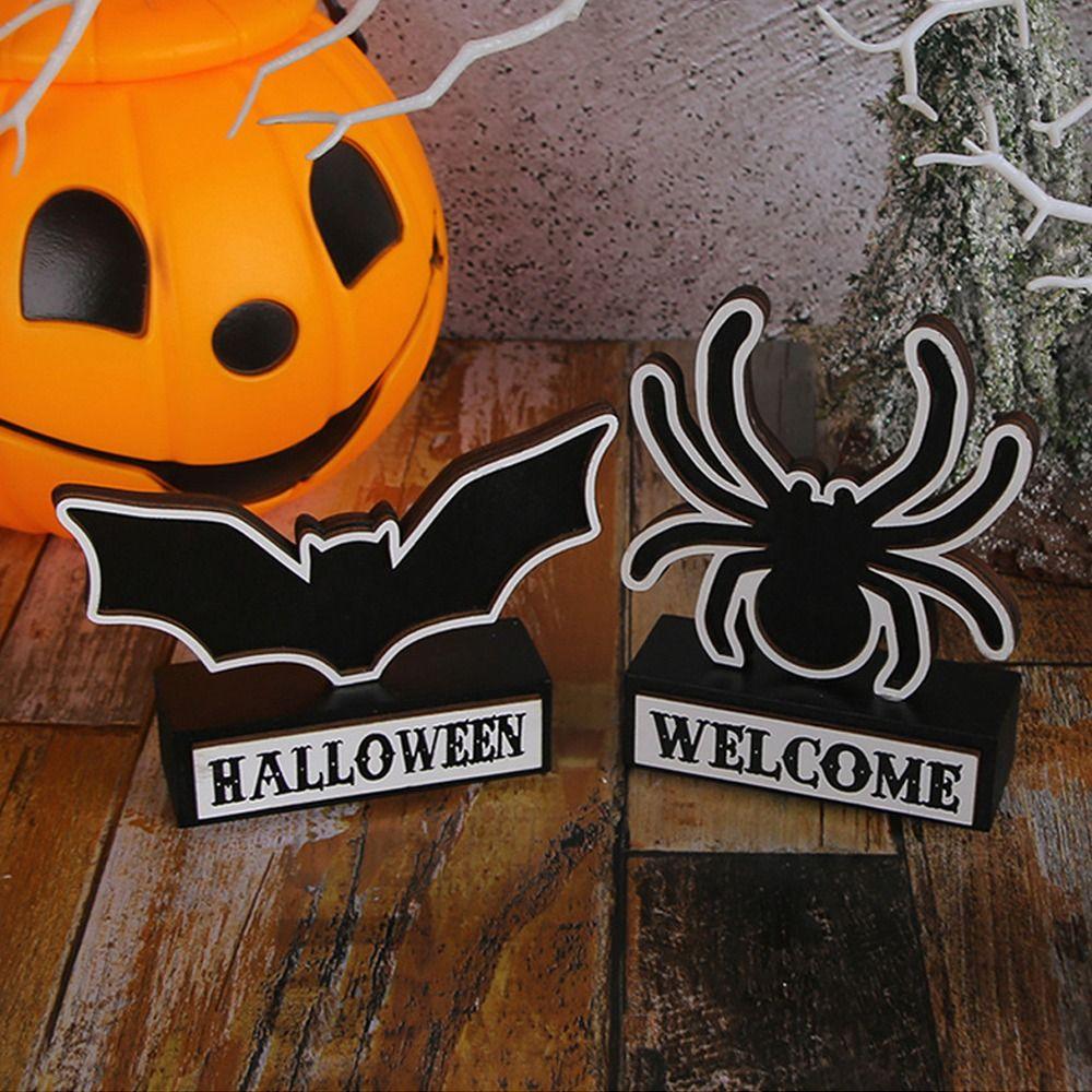 

Funny Wooden Spider Decoration Cartoon Spider Bat Sign Party Decoration Props Spider
